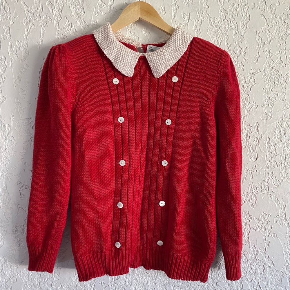 Vintage Red Marisa Christina collared sweater size M